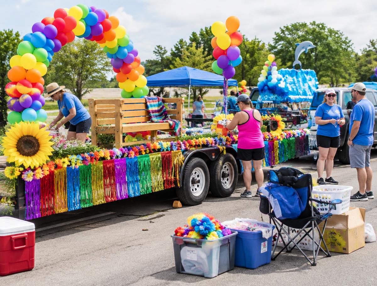 Event equipment prepared for trailer transport