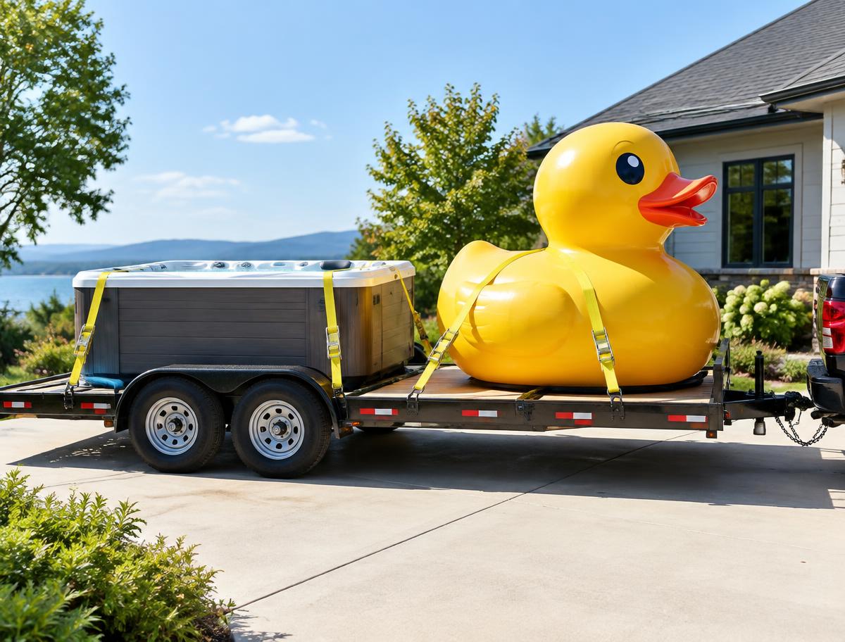 Bulky hot tub move subject to confirmed trailer capacity